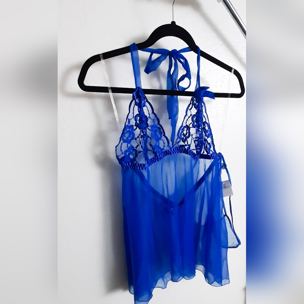 Frederick's of Hollywood Electric Blue Lace Lingerie